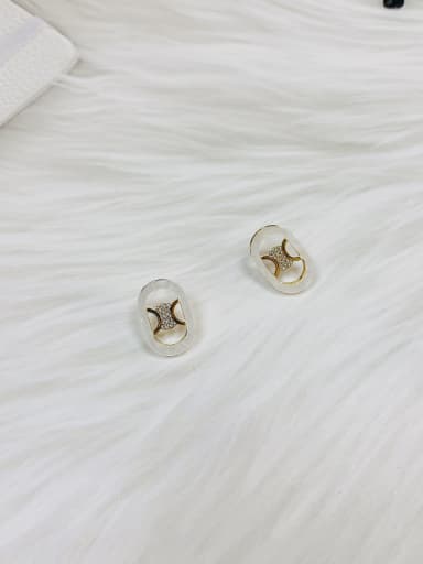 Brass Acrylic Oval Minimalist Stud Earring