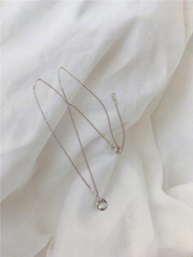 Silver 925 Sterling Silver Round Dainty Link Necklace