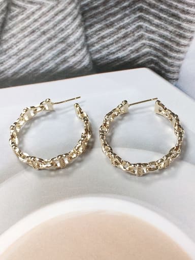 Gold Brass Round Trend Stud Earring