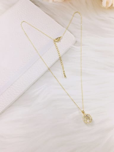 Gold Brass Cubic Zirconia Ball Dainty Initials Necklace