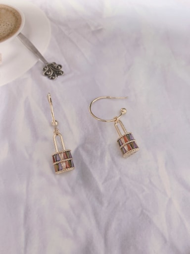 custom Brass Lampwork Stone Key Trend Hook Earring