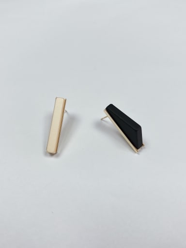 Beige and Black Zinc Alloy Enamel Irregular Minimalist Stud Earring