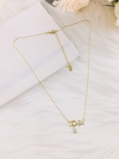 Gold Cubic Zirconia Mermaid Dainty Initials Necklace