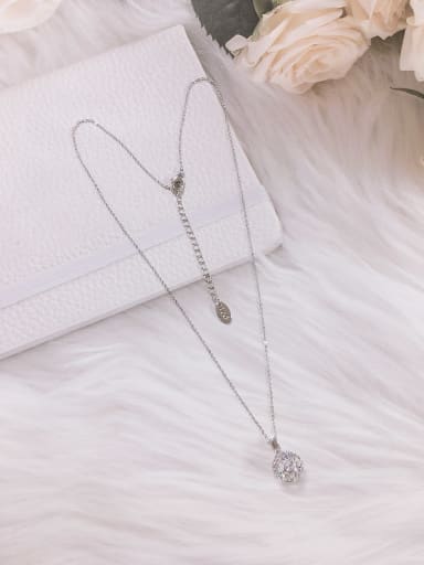 White Brass Cubic Zirconia Ball Dainty Initials Necklace