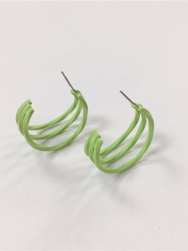 Green Brass Enamel Cone Trend Hoop Earring