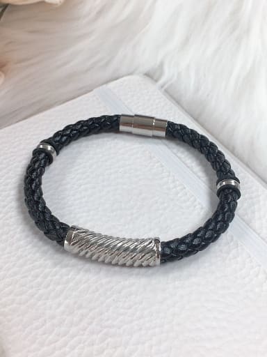 Stainless steel Leather Irregular Trend Woven Bracelet