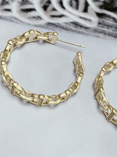 Brass Round Trend Stud Earring