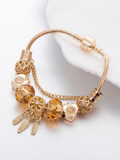 custom Copper Alloy Crystal Heart Trend Charm Bracelet