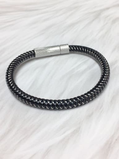Silver Stainless steel Leather Irregular Trend Bracelet