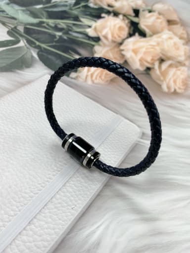 Stainless steel Leather Oval Trend Bracelet