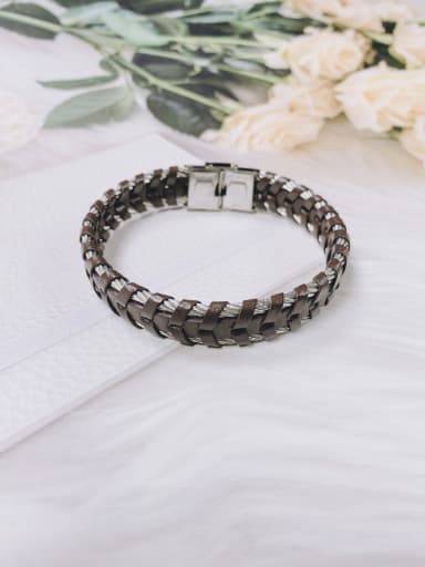 Stainless steel Leather Irregular Luxury Handmade Weave Bracelet