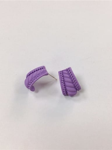 Purple Zinc Alloy Enamel Irregular Minimalist Stud Earring