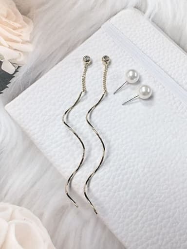 Brass Imitation Pearl Tassel Trend Threader Earring