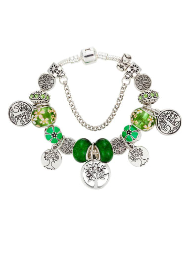 custom Copper Alloy Glass Stone Green Glass beads Irregular Luxury Charm Bracelet