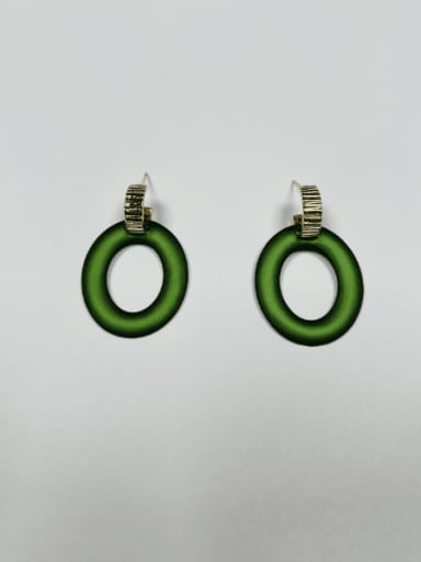 Green Zinc Alloy Enamel Oval Trend Drop Earring