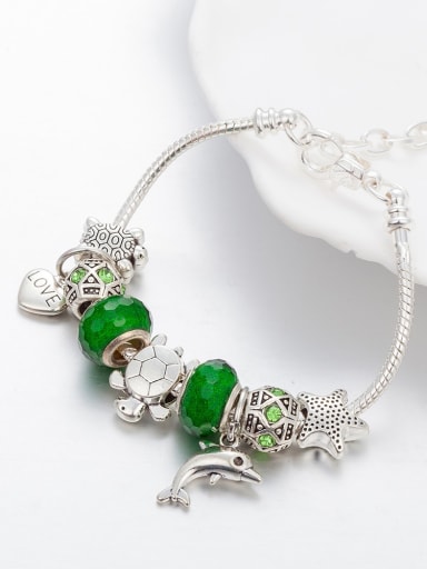 custom Copper Alloy Glass beads Heart Vintage Charm Bracelet
