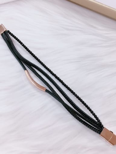 Rose Stainless steel Bead Leather Irregular Trend Bracelet