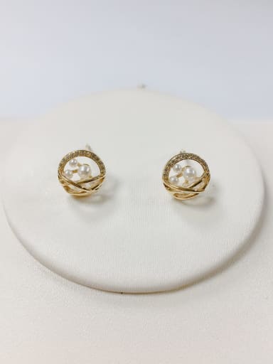 custom Brass Cubic Zirconia Cone Dainty Stud Earring