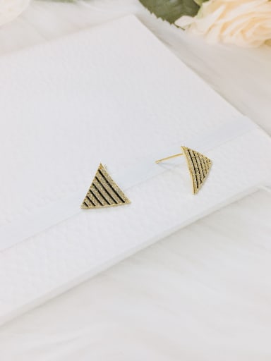 Gold Brass Cubic Zirconia Triangle Dainty Stud Earring