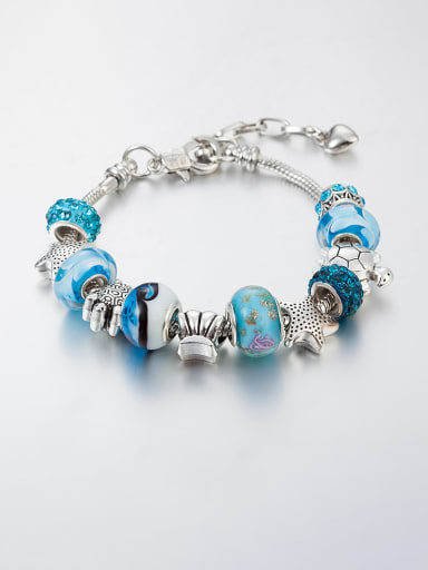 custom Copper Alloy Rhinestone Glass beads Oval Classic Charm Bracelet