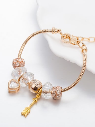 custom Copper Alloy Crystal Heart Trend Charm Bracelet