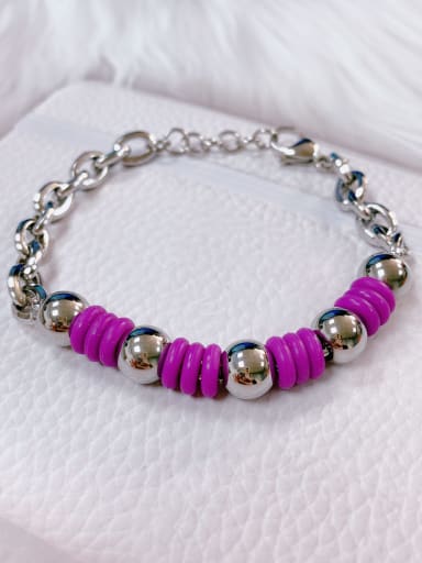 Purple Stainless steel Silicone Irregular Trend Link Bracelet