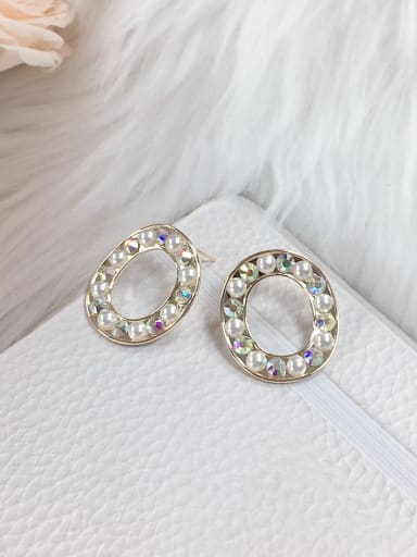 custom Brass Rainbow Stone Cone Trend Stud Earring