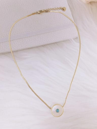 Gold Stainless steel Shell Round Dainty Link Necklace