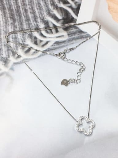 925 Sterling Silver Cubic Zirconia Clover Dainty Initials Necklace