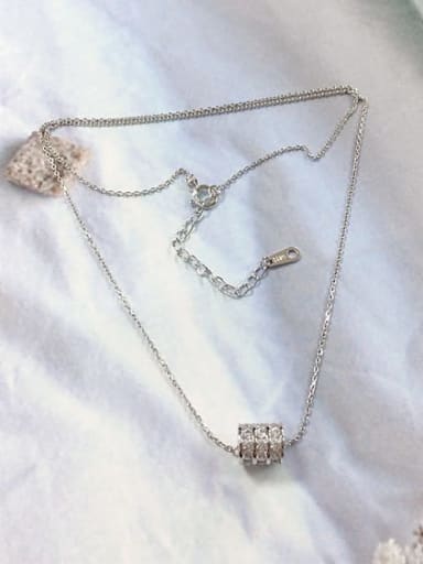 Silver 925 Sterling Silver Cubic Zirconia Cone Dainty Initials Necklace