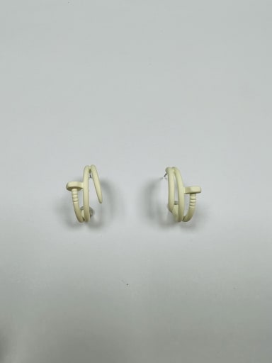 White Brass Enamel Irregular Trend Stud Earring