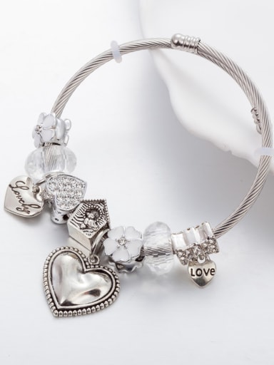 custom Copper Alloy Crystal Enamel Heart Vintage Charm Bracelet