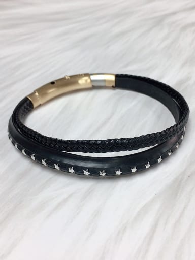 Stainless steel Leather Star Trend Bracelet