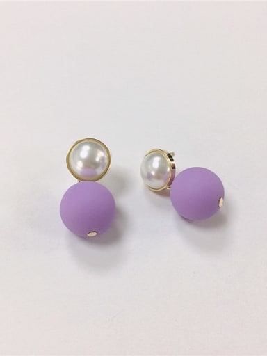 Purple Zinc Alloy Imitation Pearl Enamel Irregular Trend Drop Earring