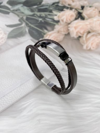 custom Stainless steel Leather Irregular Trend Bracelet