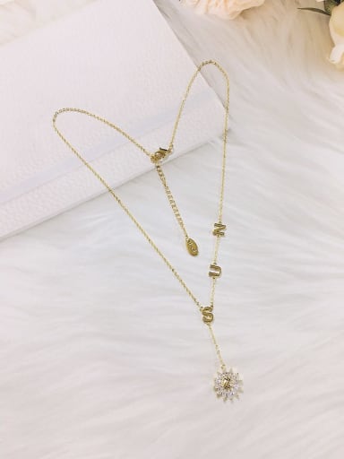 Gold Cubic Zirconia Flower Dainty Initials Necklace