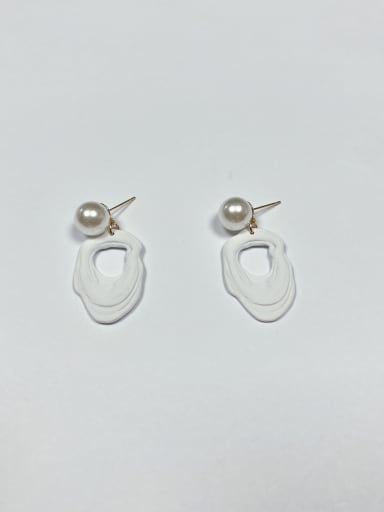 White Zinc Alloy Imitation Pearl Enamel Irregular Trend Drop Earring