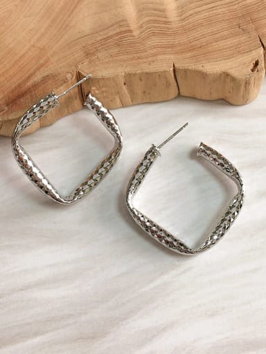 Silver Brass Square Trend Stud Earring
