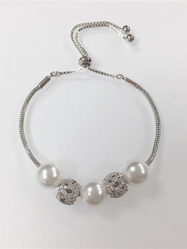 custom Brass Imitation Pearl Cone Trend Adjustable Bracelet