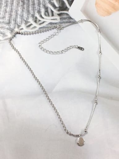Silver 925 Sterling Silver Dainty Beaded Necklace