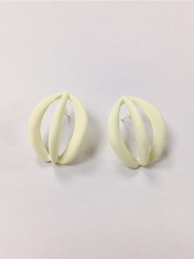 White Zinc Alloy Enamel Irregular Minimalist Stud Earring