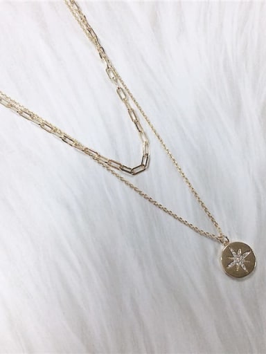 custom Brass Cubic Zirconia Cone Minimalist Link Necklace