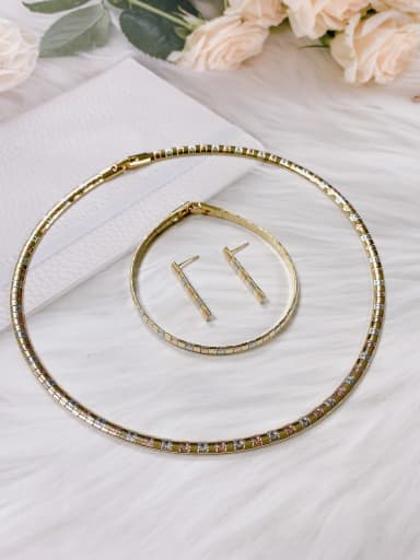 custom Trend Geometric Brass Earring Bracelet and Necklace Set