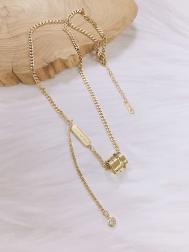 Gold Stainless steel Rhinestone Cone Minimalist Link Necklace
