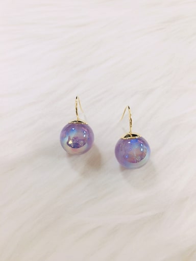Purple Brass Resin Bead Cage Trend Huggie Earring