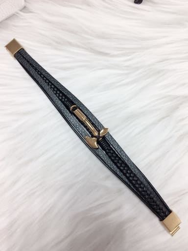 Rose Stainless steel Leather Religious Trend Bracelet