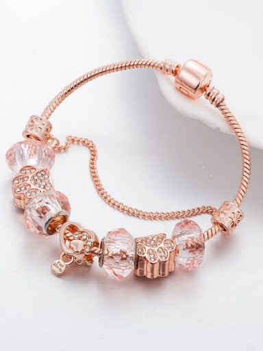 custom Copper Alloy Rhinestone Heart Trend Charm Bracelet