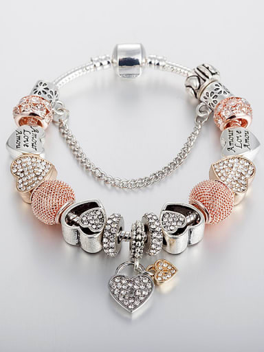 custom Tin Alloy Rhinestone Pentagram Luxury Charm Bracelet