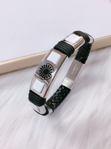 Stainless steel Porcelain Leather Irregular Trend Bracelet