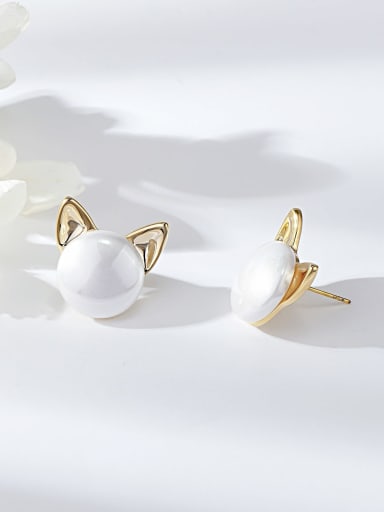 custom Zinc Alloy Imitation Pearl Panda Trend Stud Earring